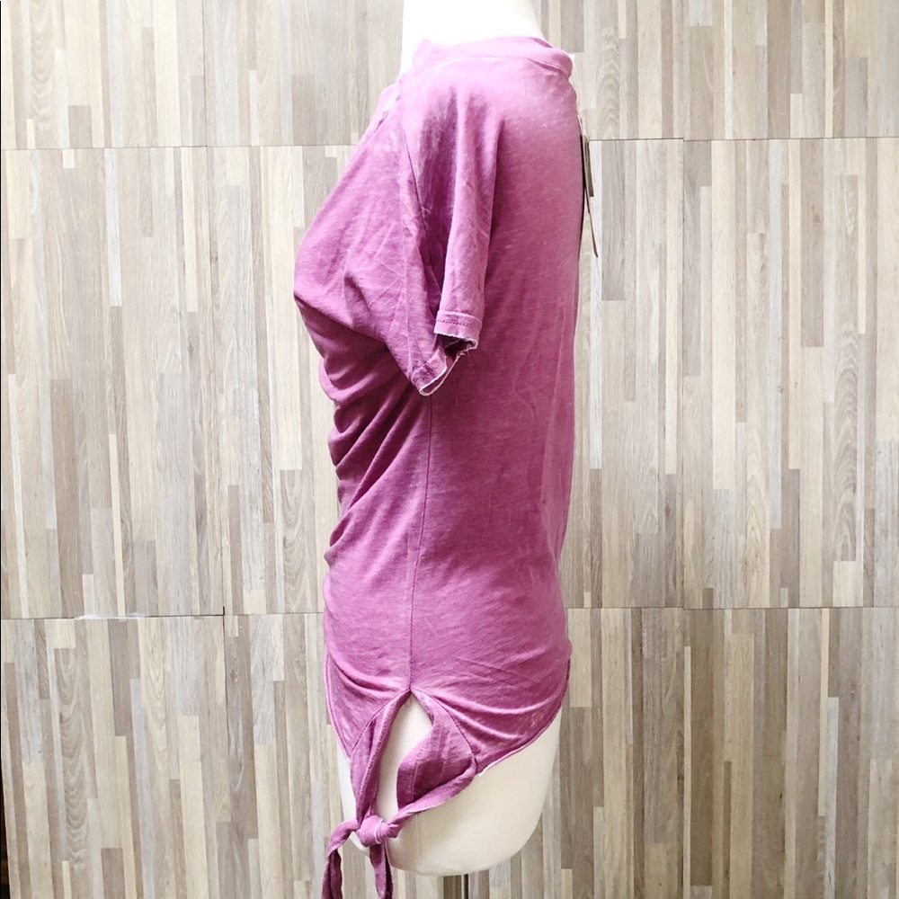 Exist | Distressed Magenta Oversized Waffle Shirt - Picture 2 of 6